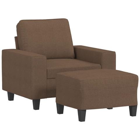 Poltrona Con Poggiapiedi Marrone 60 Cm In Tessuto - Foto 2