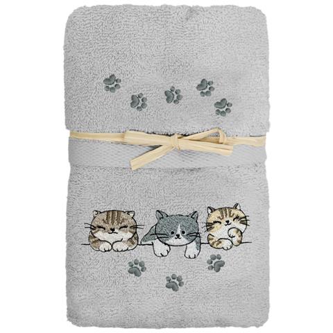 Set Asciugamano Copiola Salvietta Bagno In Spugna 100% Cotone Tre Mici Copiola Grigio - Foto 1