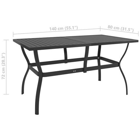Tavolo Da Giardino Antracite 140x80x72 Cm In Acciaio - Foto 6