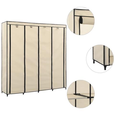 Guardaroba Con 4 Scomparti Crema 175x45x170 Cm - Foto 2