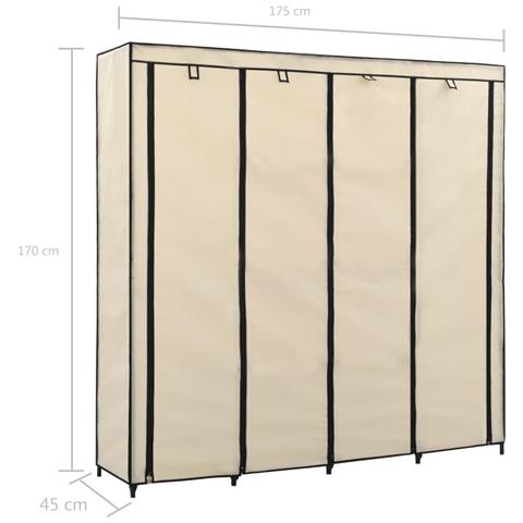 Guardaroba Con 4 Scomparti Crema 175x45x170 Cm - Foto 8