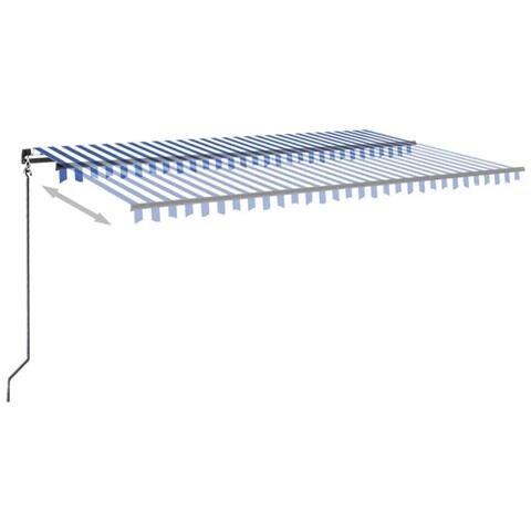 Tenda Da Sole Retrattile Manuale Led 500x350 Cm Blu E Bianca - Foto 2