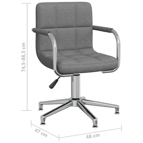 Sedia Da Pranzo Girevole Grigio Chiaro In Tessuto - Foto 8