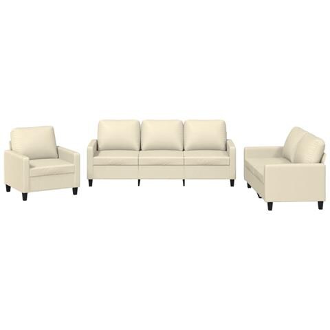 Set di Divani 3 pz con Cuscini crema in Similpelle - Foto 1