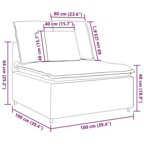 Modulo Centrale Divano Modulare con Cuscini Crema 100 cm - Foto 8