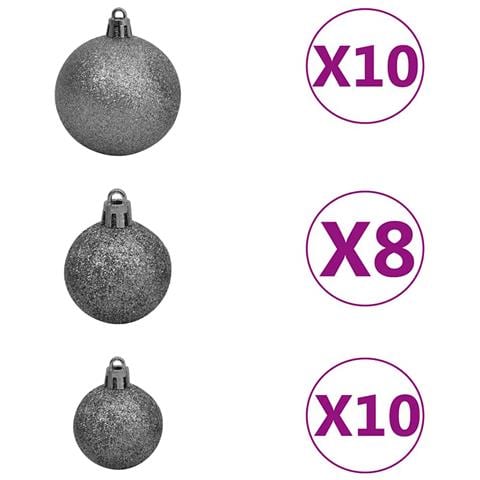 Albero di Natale sottile con 300 LED & Set di palline & Neve imbiancata Verde 240 cm - Foto 9