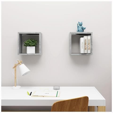 Mensole Parete A Cubo 2 Pz Grigio Cemento 30x15x30 Cm - Foto 2