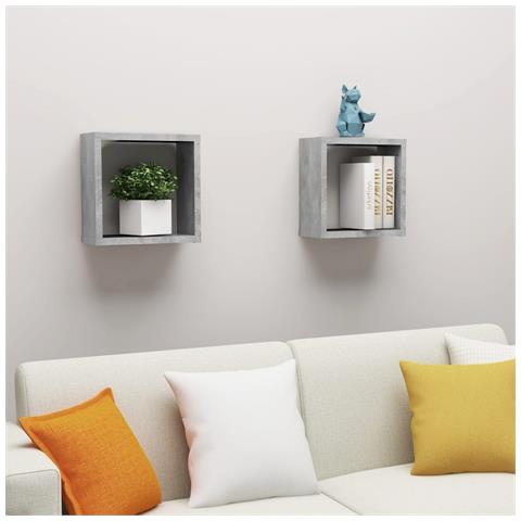 Mensole Parete A Cubo 2 Pz Grigio Cemento 30x15x30 Cm - Foto 8