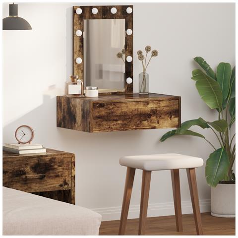 Specchio da Parete con Luci LED in Rovere Affumicato - Foto 2