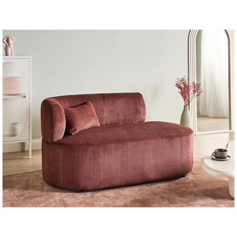 Chaise Longue Versione Sinistra Vanvey Velluto A Coste Rosso - Foto 1
