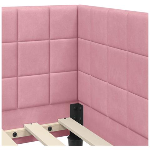 Cornice del letto ad angolo Rosa 90 x 200 cm Velluto - Foto 9