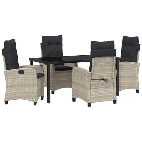 Set da Pranzo per Giardino 5 pcs Grigio chiaro polyrattan - Foto 1