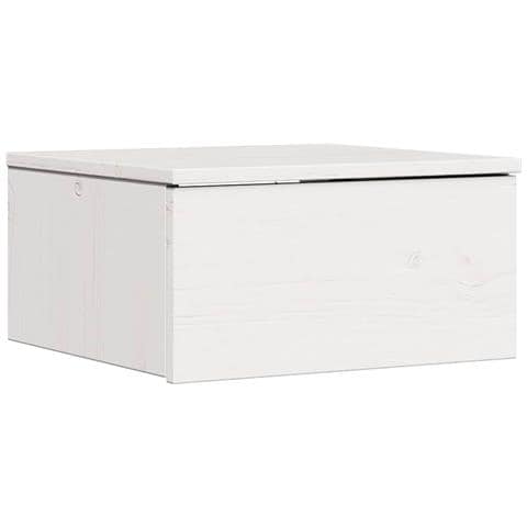 Comodino Bianco 37 x 35 x 18.5 cm Legno di pino massello - Foto 1