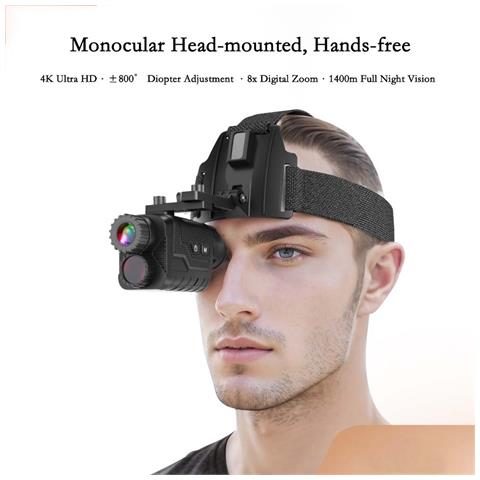Mini Monocolo Visore Notturno Montato Sulla Testa: Registrazione 4k, rarossi E Diottria Regolabile - Foto 2