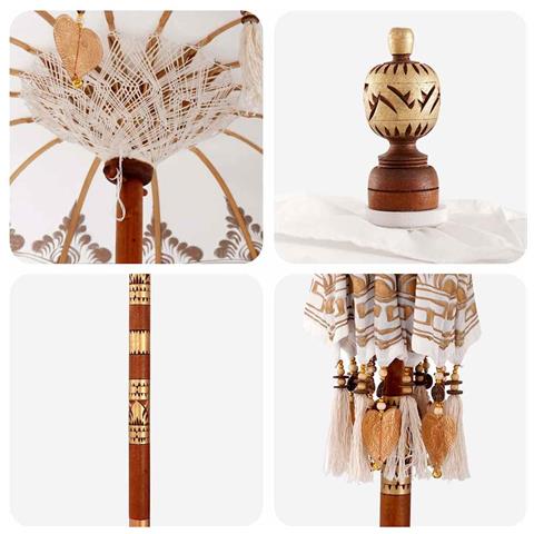 Parasol Balinese 260 Crema 95-100 cm Cotone e legno massello - Foto 9