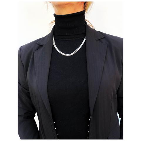 Collana Con Catena In Ottone Argentato Con Taglio A Diamante, 50 Cm - Foto 2