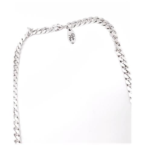 Collana Con Catena In Ottone Argentato Con Taglio A Diamante, 50 Cm - Foto 3