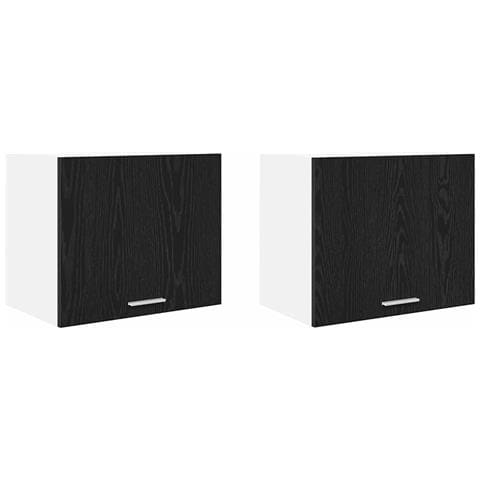 Armadio pensile Riga 2 pcs Rovere Nero e Bianco 50 x 31 x 40 cm - Foto 1