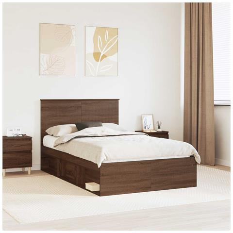 Struttura del letto Rovere Marrone 120 x 190 cm Pino massello - Foto 2