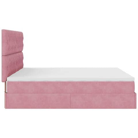 Struttura Letto Pouf con Materassi Rosa 160x200 cm Velluto - Foto 9