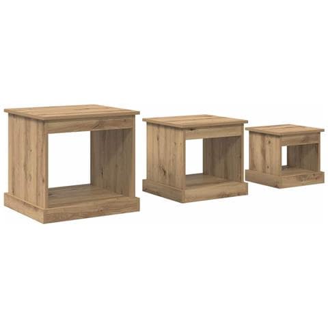 Tavolino da salotto 3 pcs Rovere artigianale Legno multistrato - Foto 1
