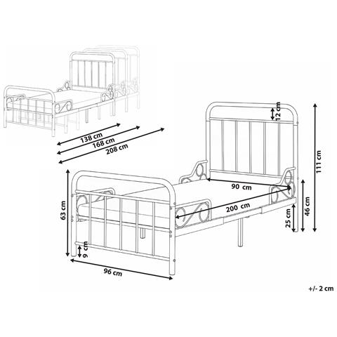 Letto Per Bambini Allungabile Metallo Anais 90 X 200 Cm Nero - Foto 6