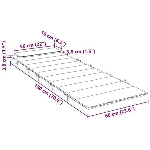 Cuscino per Lounger Sole Nero 178 x 60 x 4 cm Tessuto Oxford - Foto 8