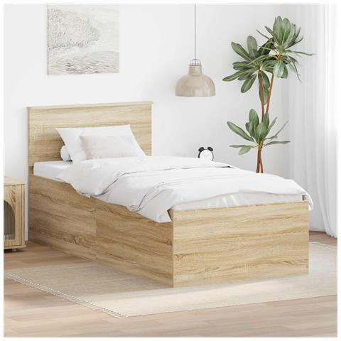 Struttura del letto Rovere Sonoma 75 x 190 cm Legno multistrato - Foto 2