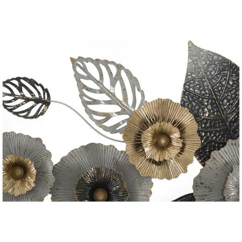 Pannello Decorativo Da Parete Frame Plus A Fiori In Ferro Nero, Oro E Bianco In Cornice 120x59 Cm - Foto 2