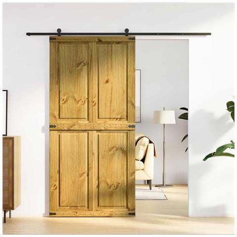 Porta del fienile Corona Marrone Miele 100 x 210 cm - Foto 2