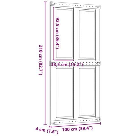 Porta del fienile Corona Marrone Miele 100 x 210 cm - Foto 6