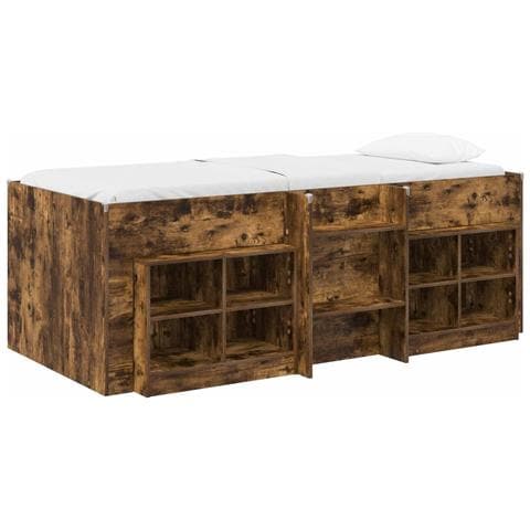 Struttura Letto Loft con Mobile 3 pz Rovere Fumo - Foto 1