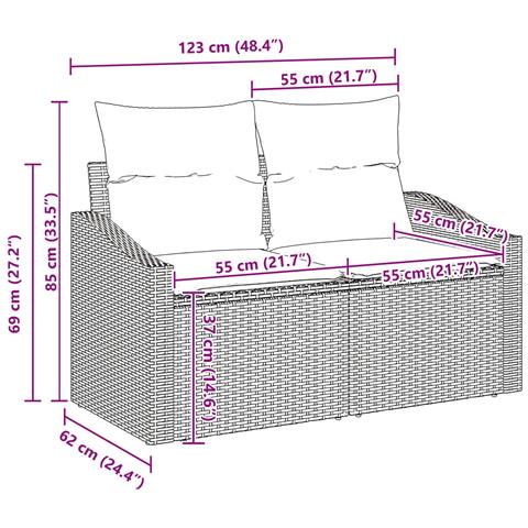 Set di divani con cuscino 10 pcs Nero polyrattan - Foto 9