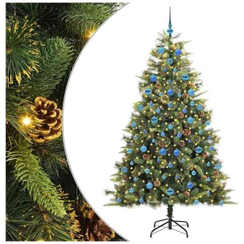 Albero di Natale artificiale pieghevole con coni Verde 210 cm - Foto 1