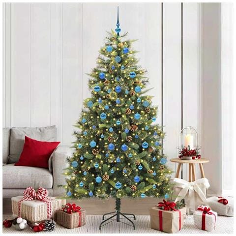 Albero di Natale artificiale pieghevole con coni Verde 210 cm - Foto 2