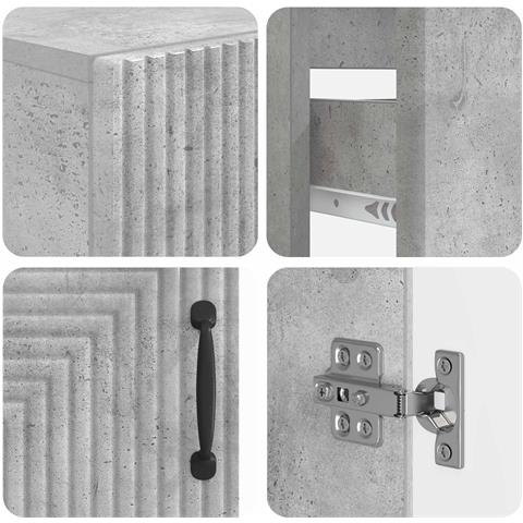 Set di armadietti da bagno in 3 pezzi HAARLEM Grigio Cemento - Foto 2