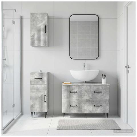 Set di armadietti da bagno in 3 pezzi HAARLEM Grigio Cemento - Foto 10