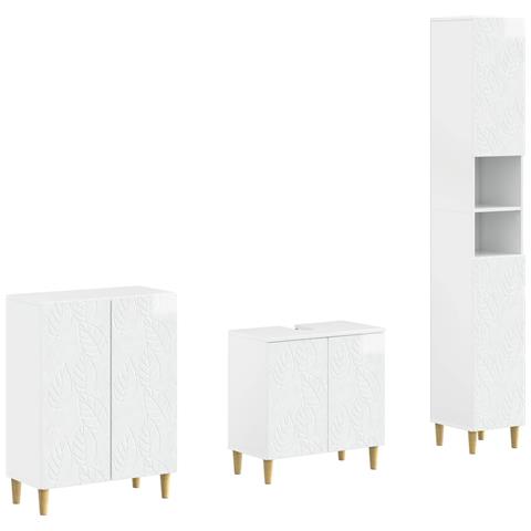 Set di armadietti da bagno in 3 pezzi DELFT Bianco Lucido - Foto 1