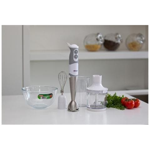TERMOZETA Frullatore ad Immersione FACCIOIO BI/GR con Recipiente da 0.6 L Potenza 500 Watt Colore Bianco / Silver OY11262
