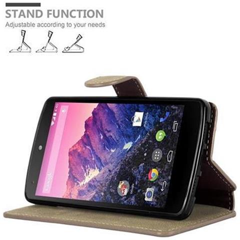 Cadorabo Custodia Compatibile Con Lg Nexus 5 In Opaco Marrone Sabbia - Coperchio Protettivo Con Funzione Stand E Tasca Per Le Carte Di Credito Con Design Retrò - Foto 8