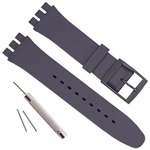 Sostituzione Impermeabile Gomma Di Silicone Del Cinturino Di Vigilanza Il Cinturino Per Swatch (17 Millimetri 19 Millimetri 20mm) (19 Mm Darkgray) - Foto 1