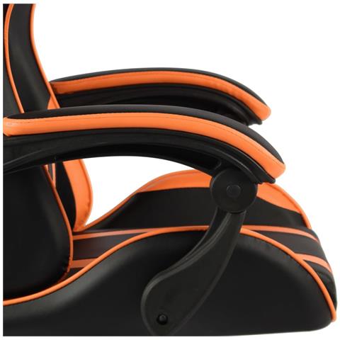 Sedia Da Gaming Con Poggiapiedi Nero E Arancione In Similpelle - Foto 6