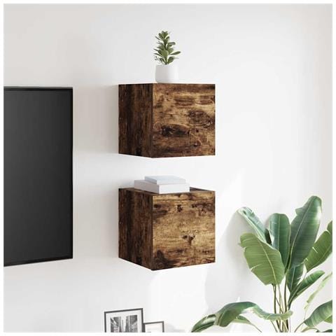 Armadietti Tv Montati A Parete 2pz Rovere Fumo 30,5x30x30 Cm - Foto 2