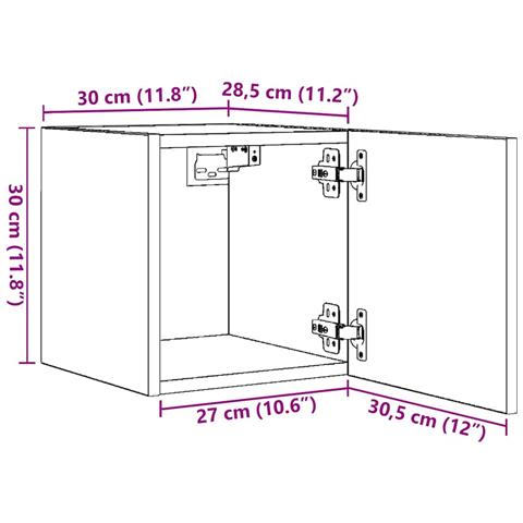 Armadietti Tv Montati A Parete 2pz Rovere Fumo 30,5x30x30 Cm - Foto 10
