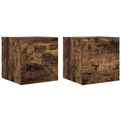 Armadietti Tv Montati A Parete 2pz Rovere Fumo 30,5x30x30 Cm - Foto 1