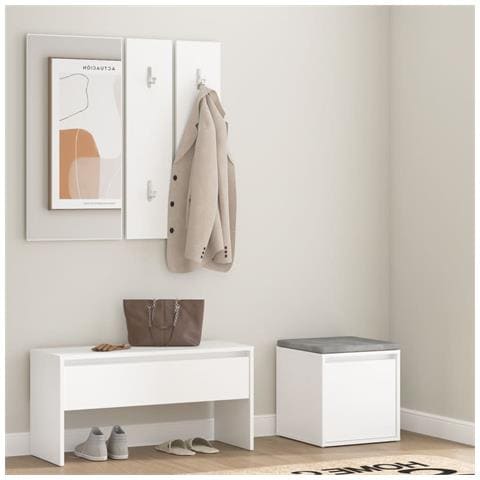 Set Di Mobili Da Corridoio Bianco In Legno Multistrato - Foto 6