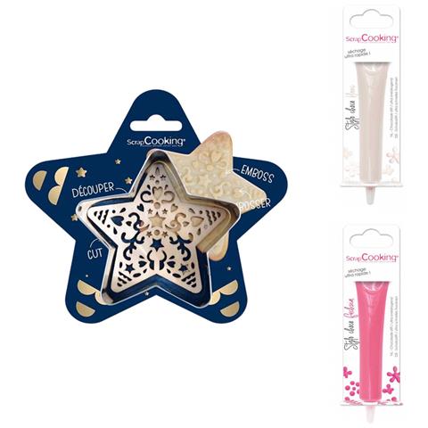 Kit Tagliabiscotti Stella + 2 Penne Al Cioccolato Bianco E Fucsia - Foto 1