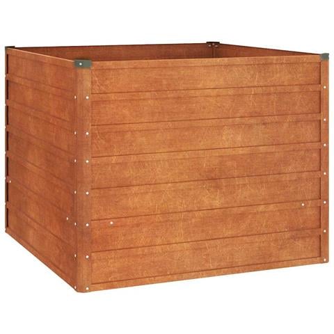 Letto Rialzato da Giardino Ruggine 100x100x77 cm Acciaio Corten - Foto 2