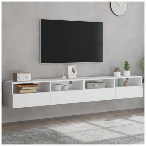 Mobili TV a Parete 2pz Bianchi 100x30x30 cm Legno Multistrato - Foto 1