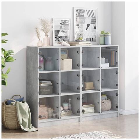 Libreria Ante Grigio Cemento 136x37x109 Cm In Legno Multistrato - Foto 3